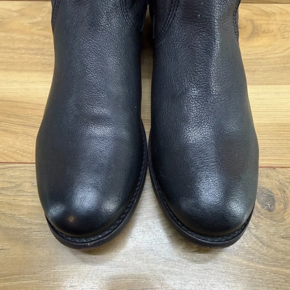 Frye Molly Tall Stretch Boots Womens 7 B Black Leather Equestrian Riding Sleek